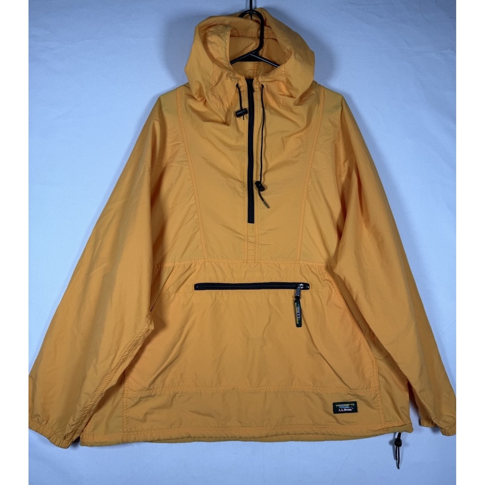 VTG L.L. Bean Half Zip Hooded Pullover Anorak Jacket XL/2XL Orange Lightweight